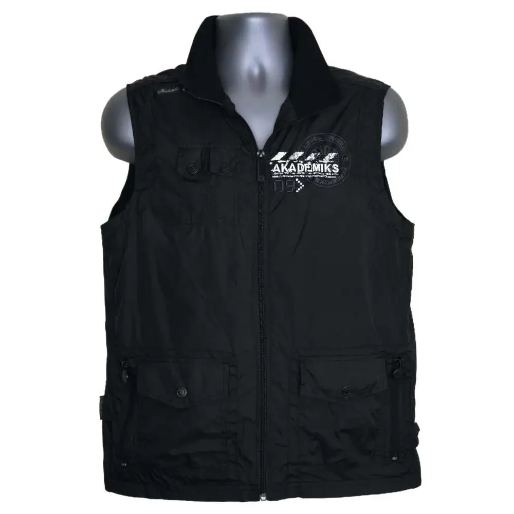Akademiks Men's Graphic Print Tactical Ranger Style Vest Black Size XL